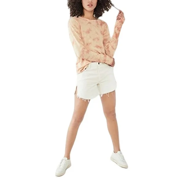 AMO Cotton Tie Dye Tee Long Sleeve Slub Beach Orange Sherbet Small NEW - Picture 2 of 8